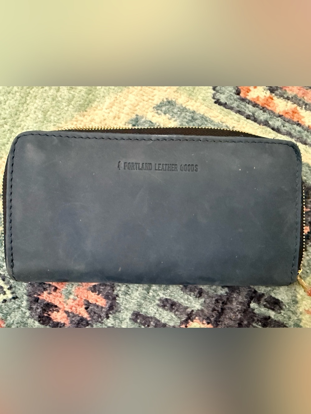 Portland Leather Goods Navy Zip-Around Leather Wallet